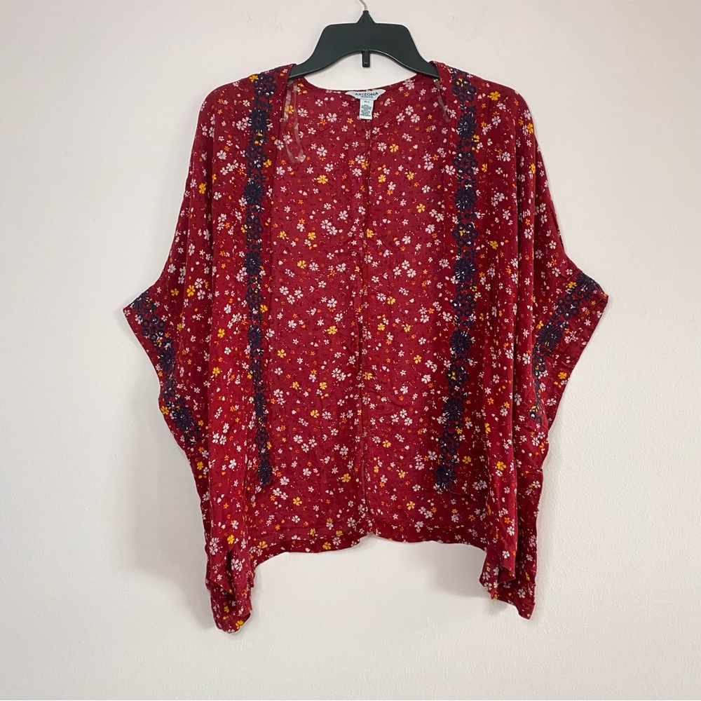 Floral Embroidered Open Front Kimono size small